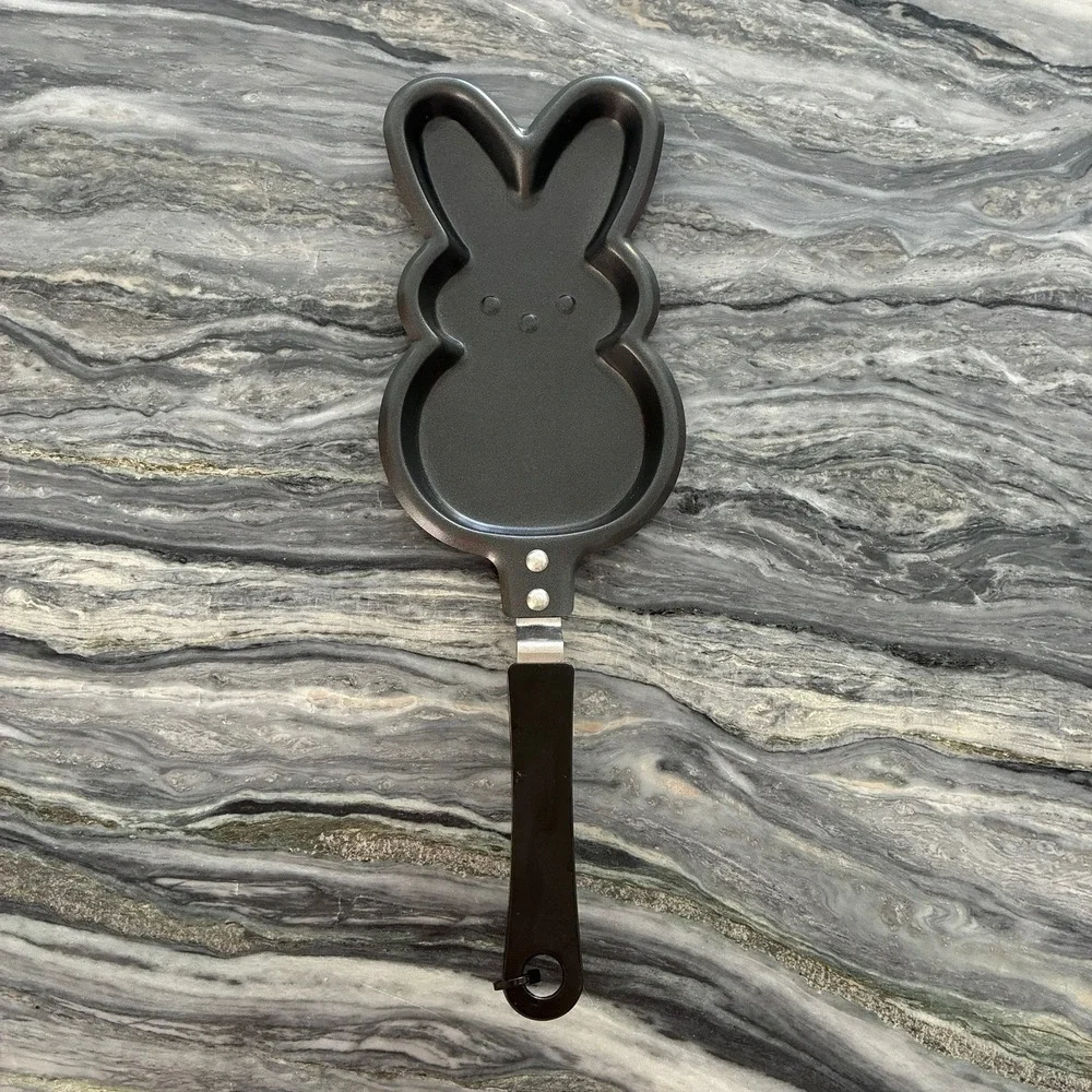 Peeps Bunny Mini Pancake Pan Non-Stick Easter Rabbit Skillet Black